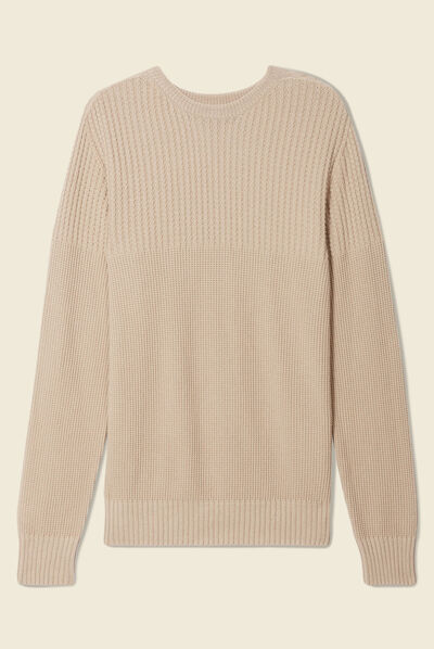 Pull manches longues beige homme