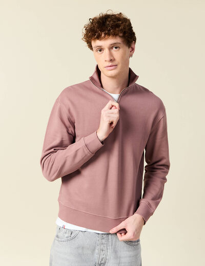Sweat manches longues en coton vieux rose homme