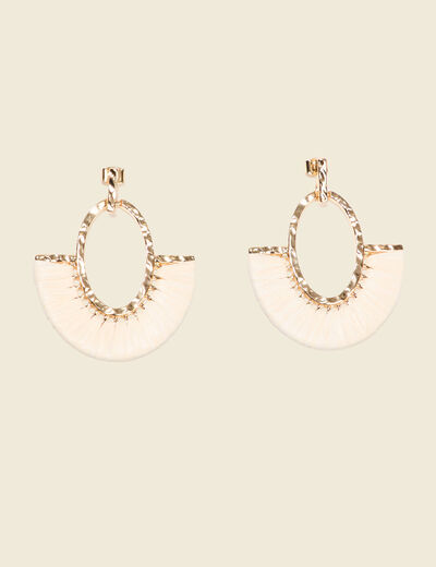 Boucles d'oreilles pendantes ecru femme