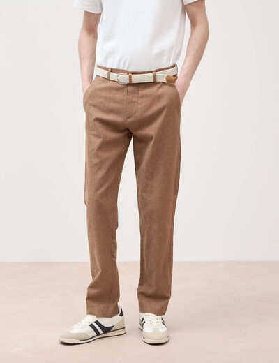 Chino coupe droite longueur 32 marron homme