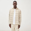 Chemise en velours manches longues sable homme