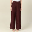 Pantalon large fluide bordeaux femme