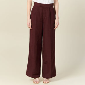 Pantalon large fluide bordeaux femme