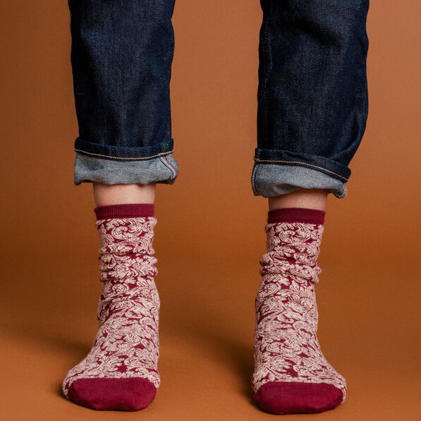 Chaussettes fabriquées en France rouge foncé femme