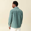 Surchemise courte droite en velours bleu gris homme