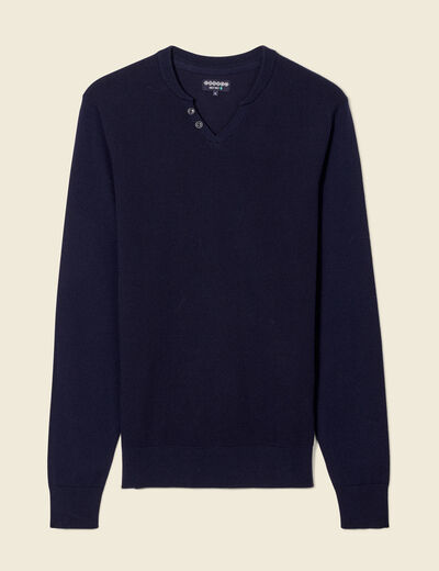 Pull manches longues bleu marine homme