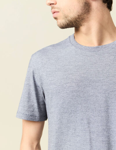 T-shirt cintr&eacute; col rond manches courtes bleu marine homme