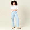 Jeans large à pinces denim bleach femme