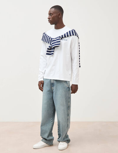 Jeans loose longueur 32 en coton denim dirty homme