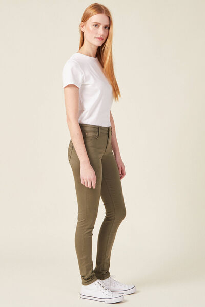 Pantalon Audrey - skinny push up vert kaki femme