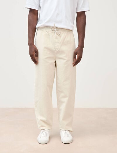 Pantalon large en velours ecru homme