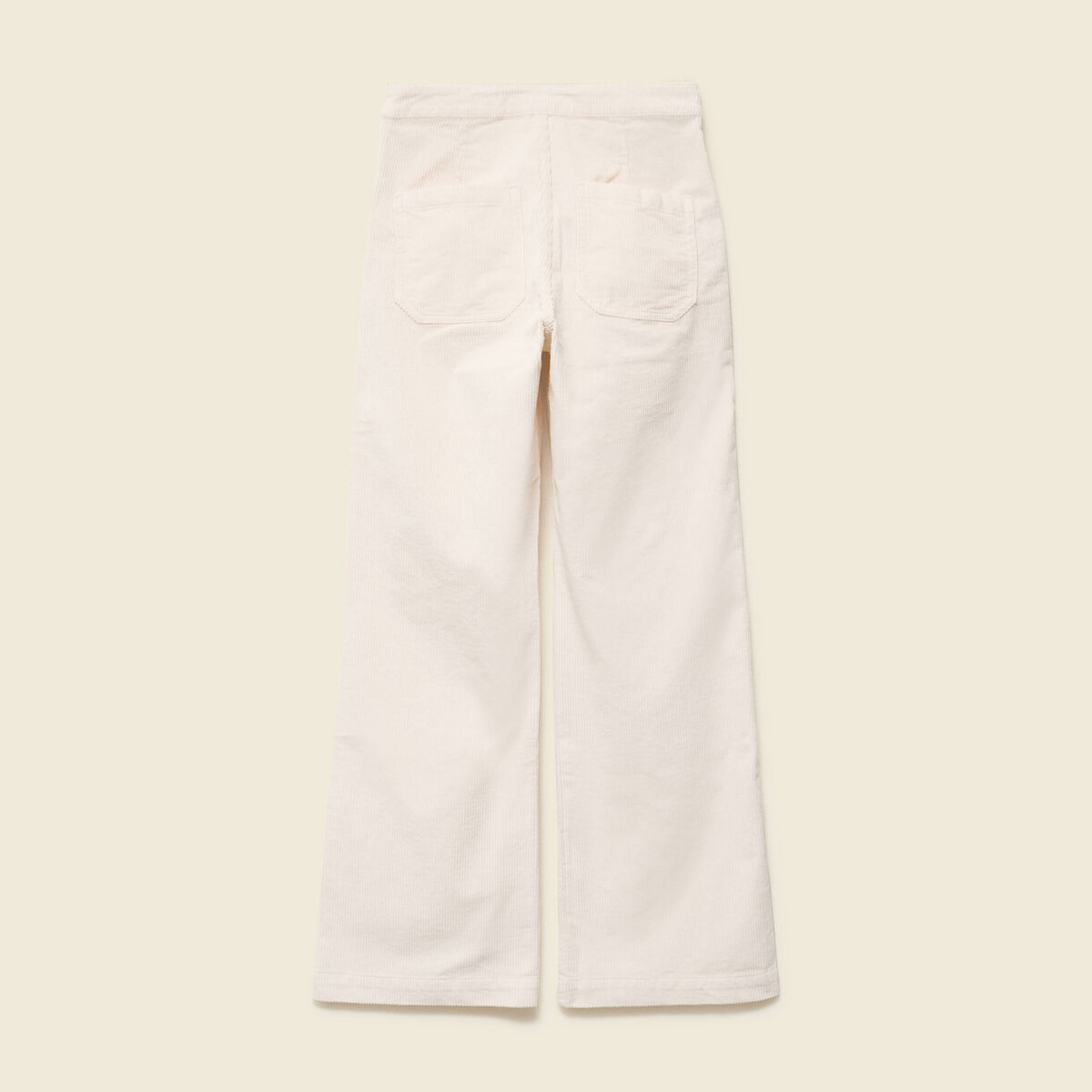 Pantalon large taille haute en velours ivoire femme
