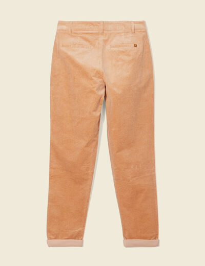 Pantalon chino velours côtelé marron clair femme