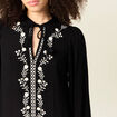 Robe évasée broderie noir femme