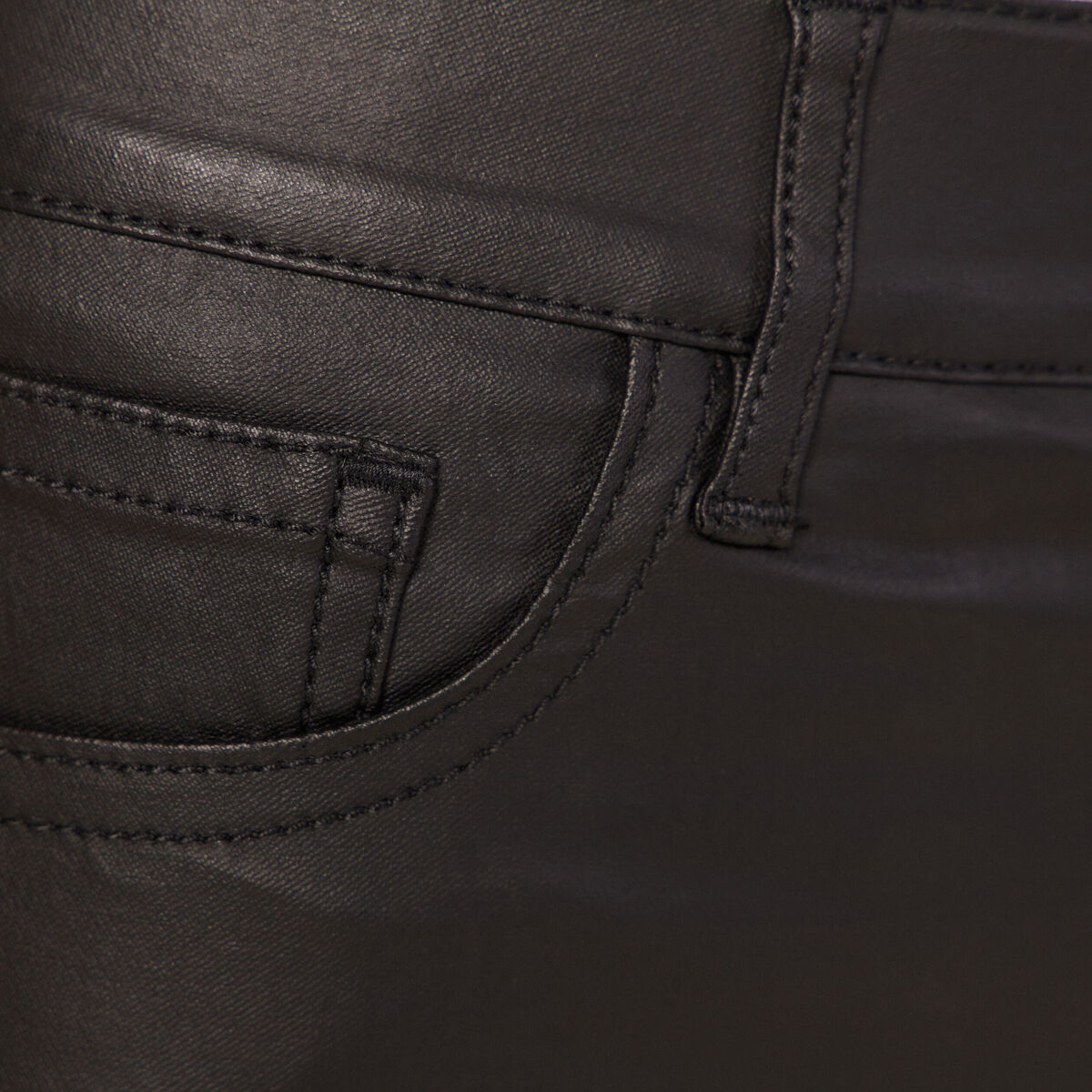 Tregging skinny denim noir enduit femme