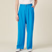 Pantalon large à pinces bleu femme