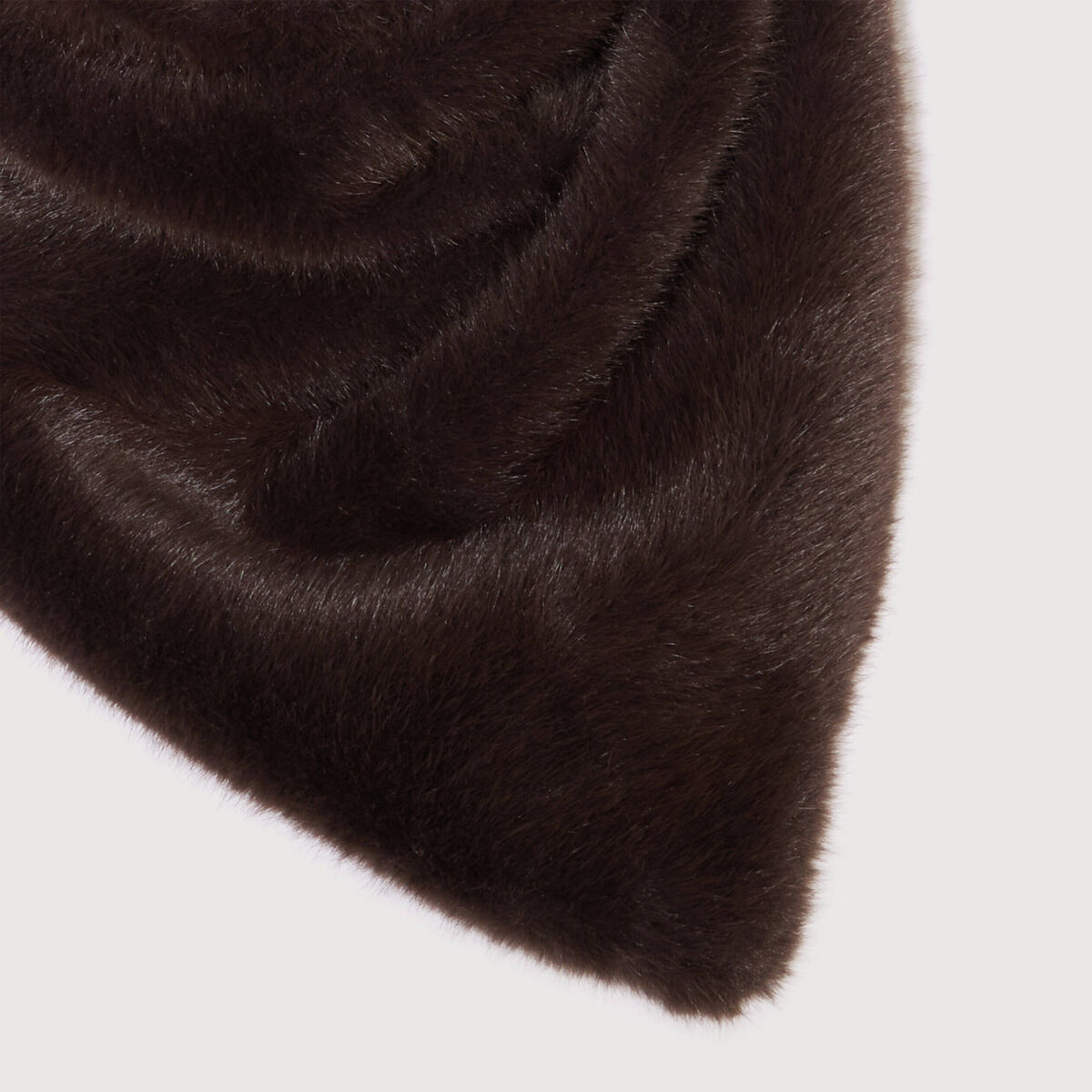Col en fausse fourrure doubl&eacute; marron fonc&eacute; femme