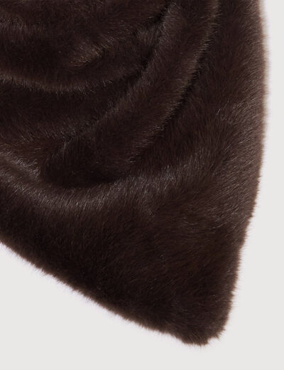 Col en fausse fourrure doubl&eacute; marron fonc&eacute; femme