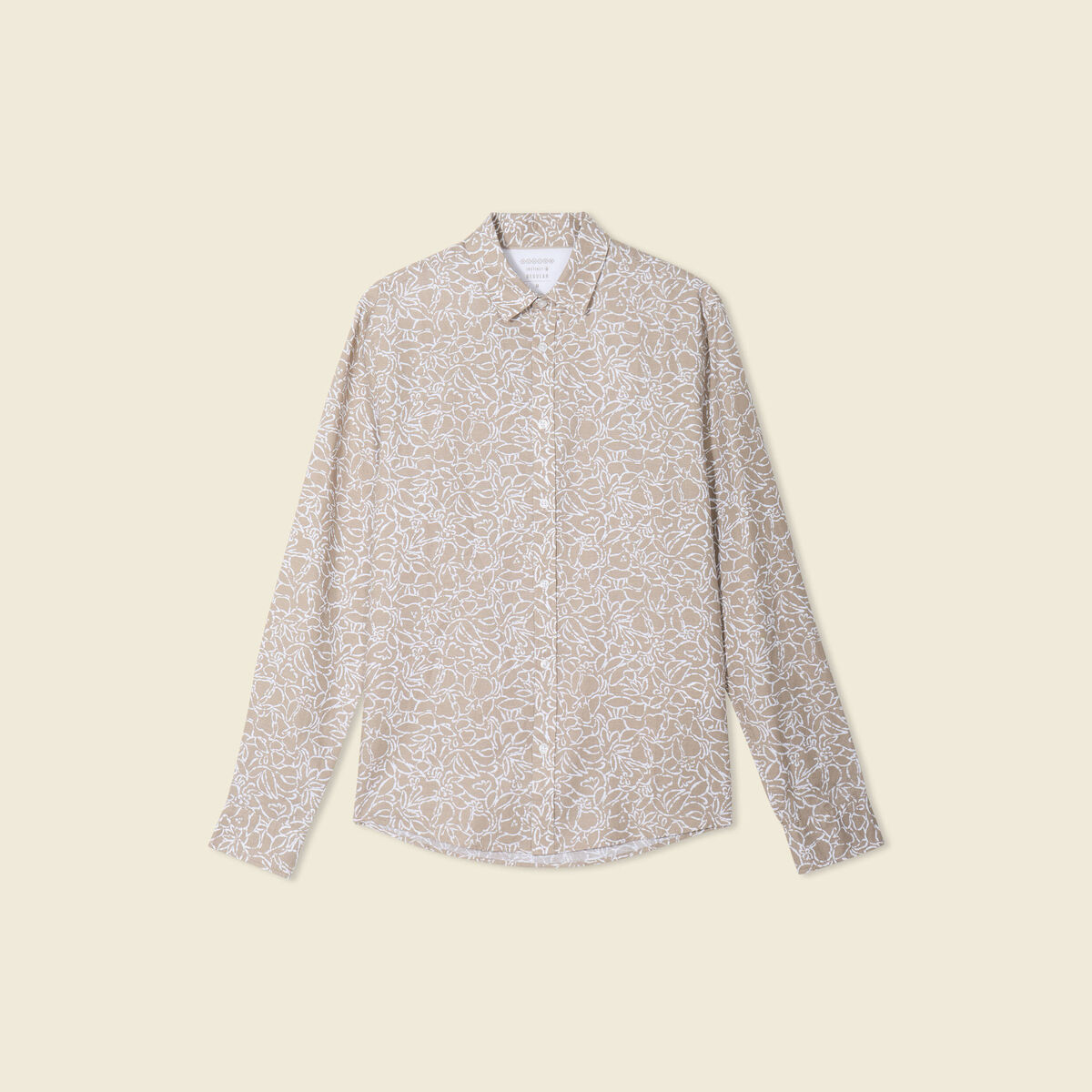 Chemise manches longues beige homme