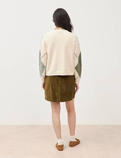 Pull col rond manches longues vert pastel femme