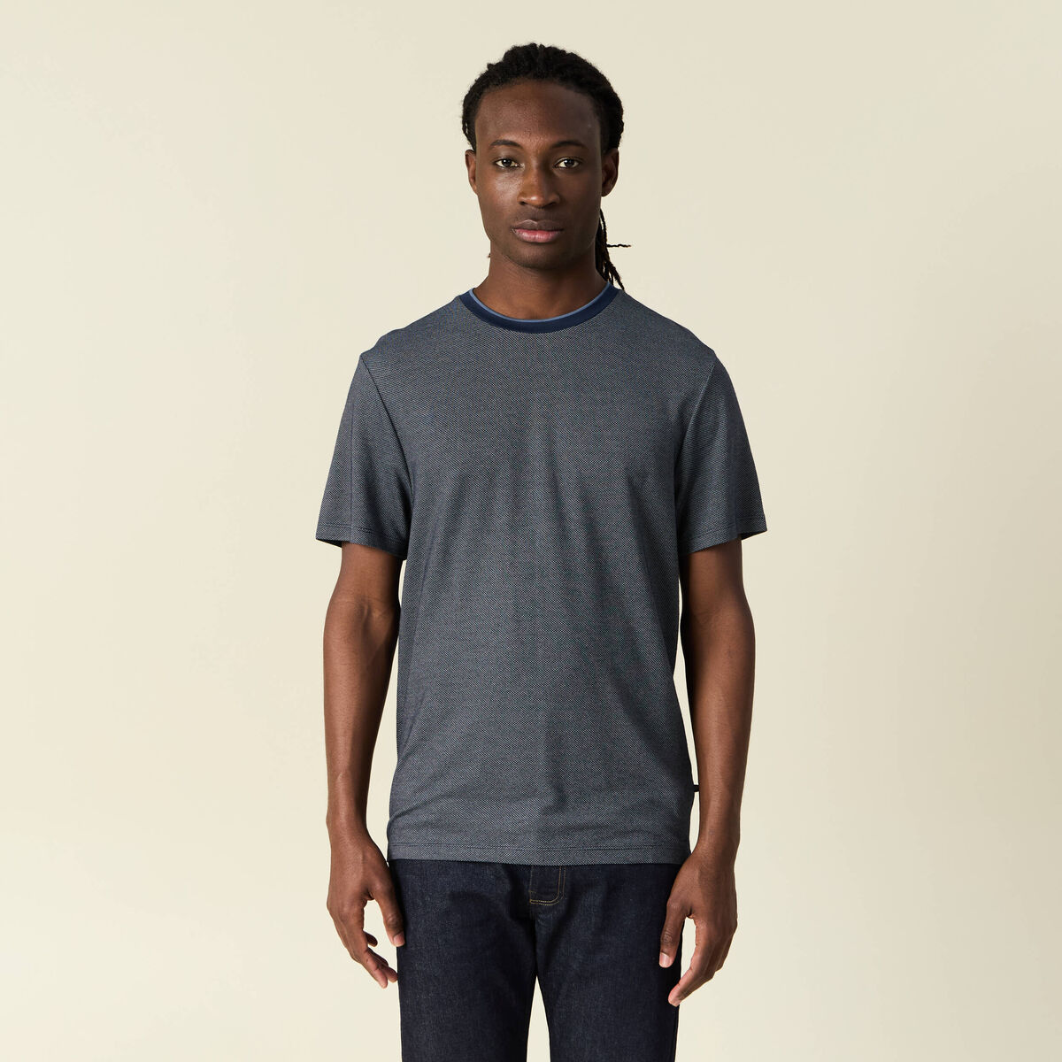T-shirt manches courtes bleu marine homme