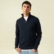 Pull fin col camionneur manches longues bleu marine homme