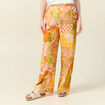 Pantalon large taille haute en coton orange corail femme