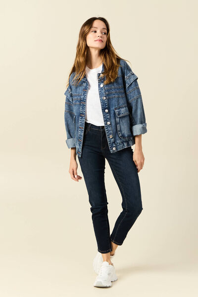 Jeans Vanessa - slim taille basse 7/8ème denim brut femme