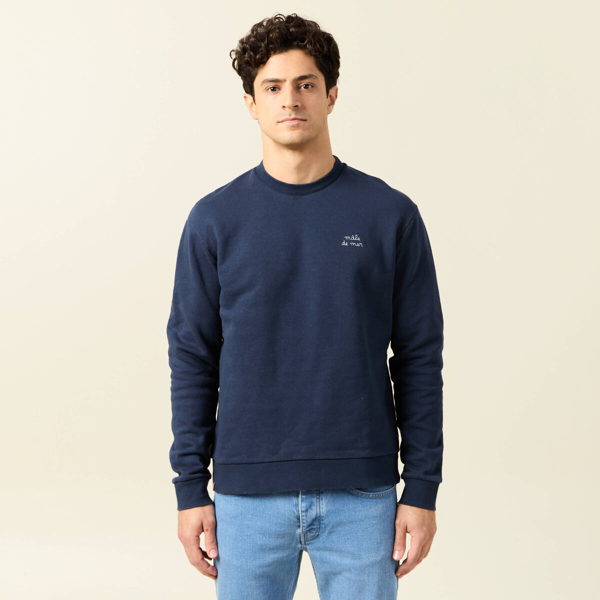 Sweat manches longues bleu marine homme