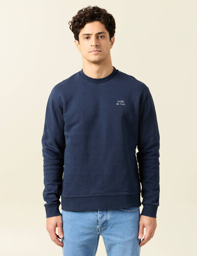 Sweat manches longues bleu marine homme