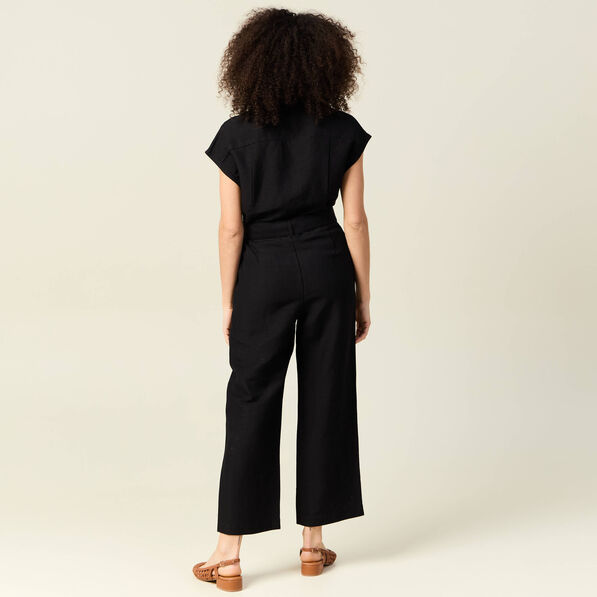Combinaison pantalon ceinturée noir femme