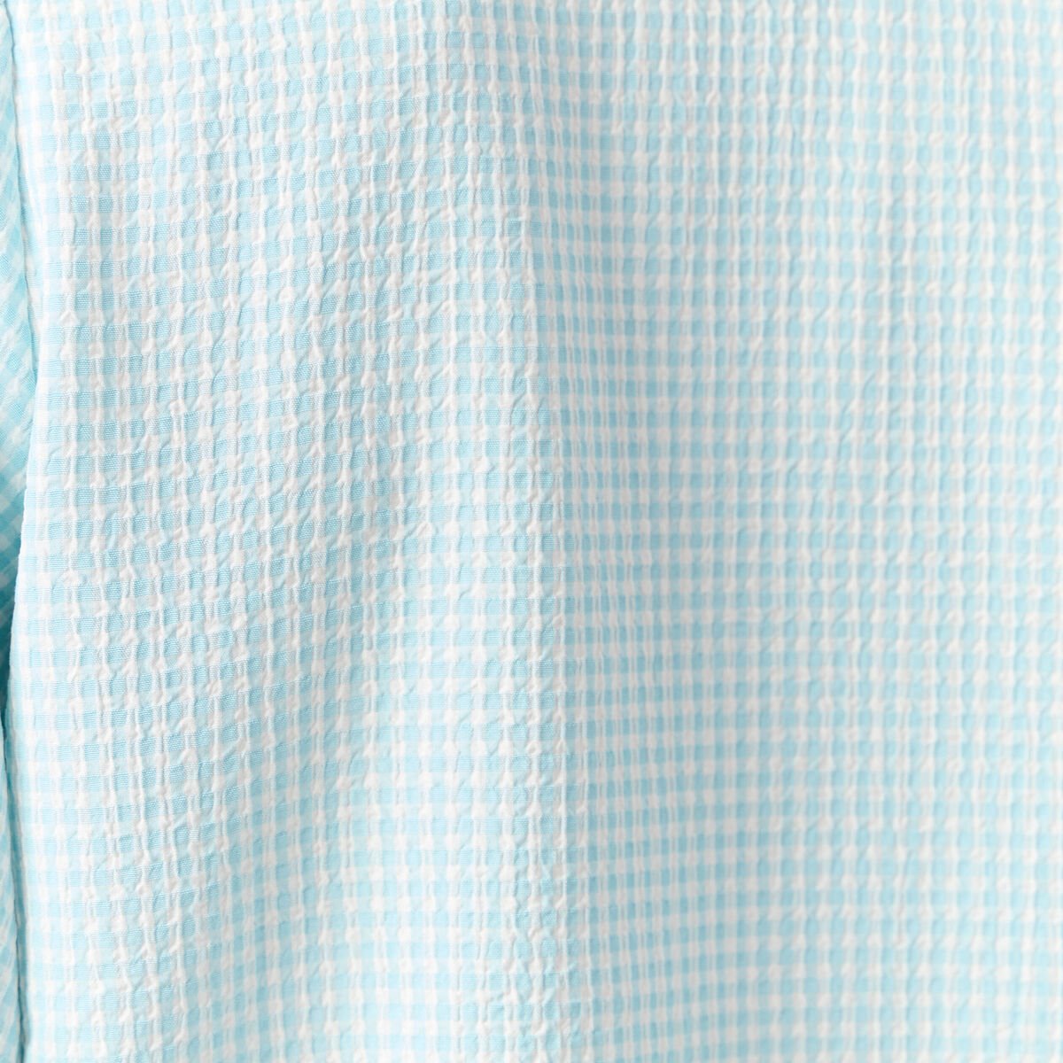 Blouse manches courtes nouée bleu pastel femme