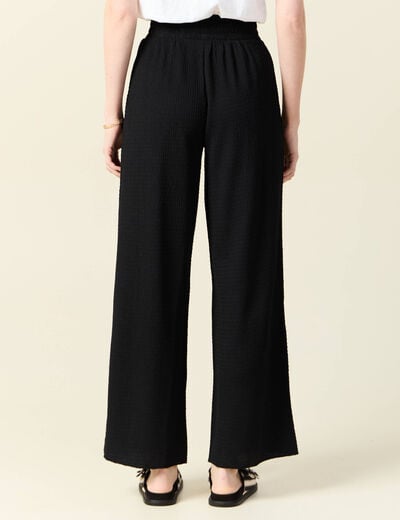 Pantalon large fluide noeud noir femme
