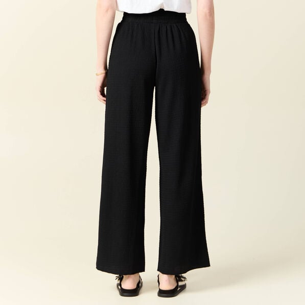 pantalon large fluide noeud noir femme Pantalon large fluide noeud noir femme
