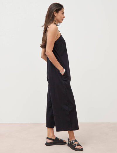 Combinaison salopette col carr&eacute; noir femme