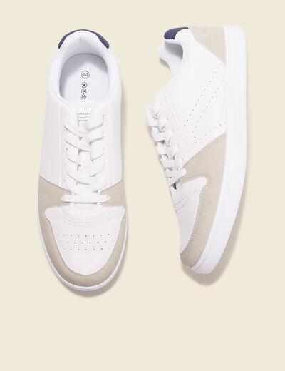 Baskets plates à lacets blanc homme