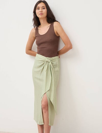 Jupe taille haute fluide vert menthe femme