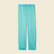 Pantalon large fluide satin bleu turquoise femme