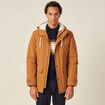Parka droite à capuche marron homme