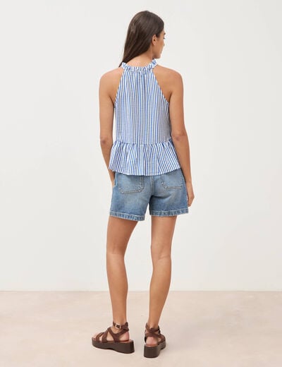 Top droit sans manches bleu electrique femme