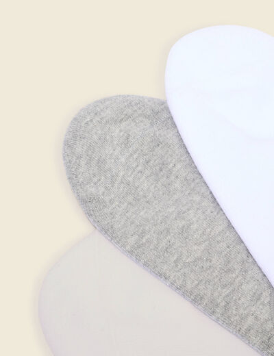 Lot de 3 paires chaussettes invisibles blanc homme
