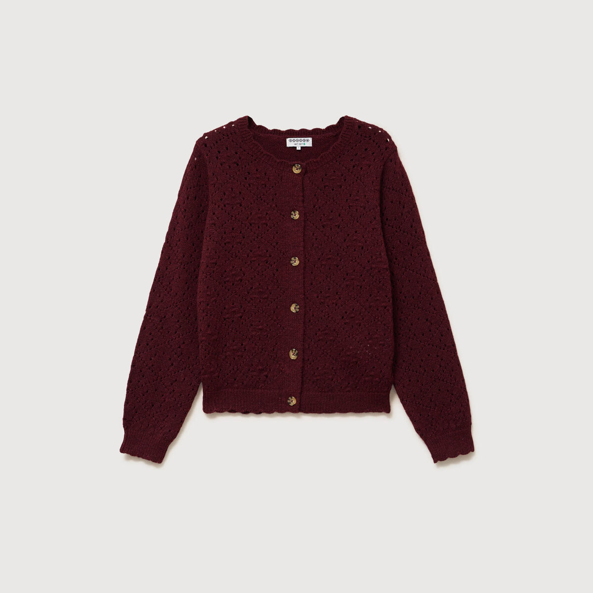 Gilet manches longues col rond bordeaux femme