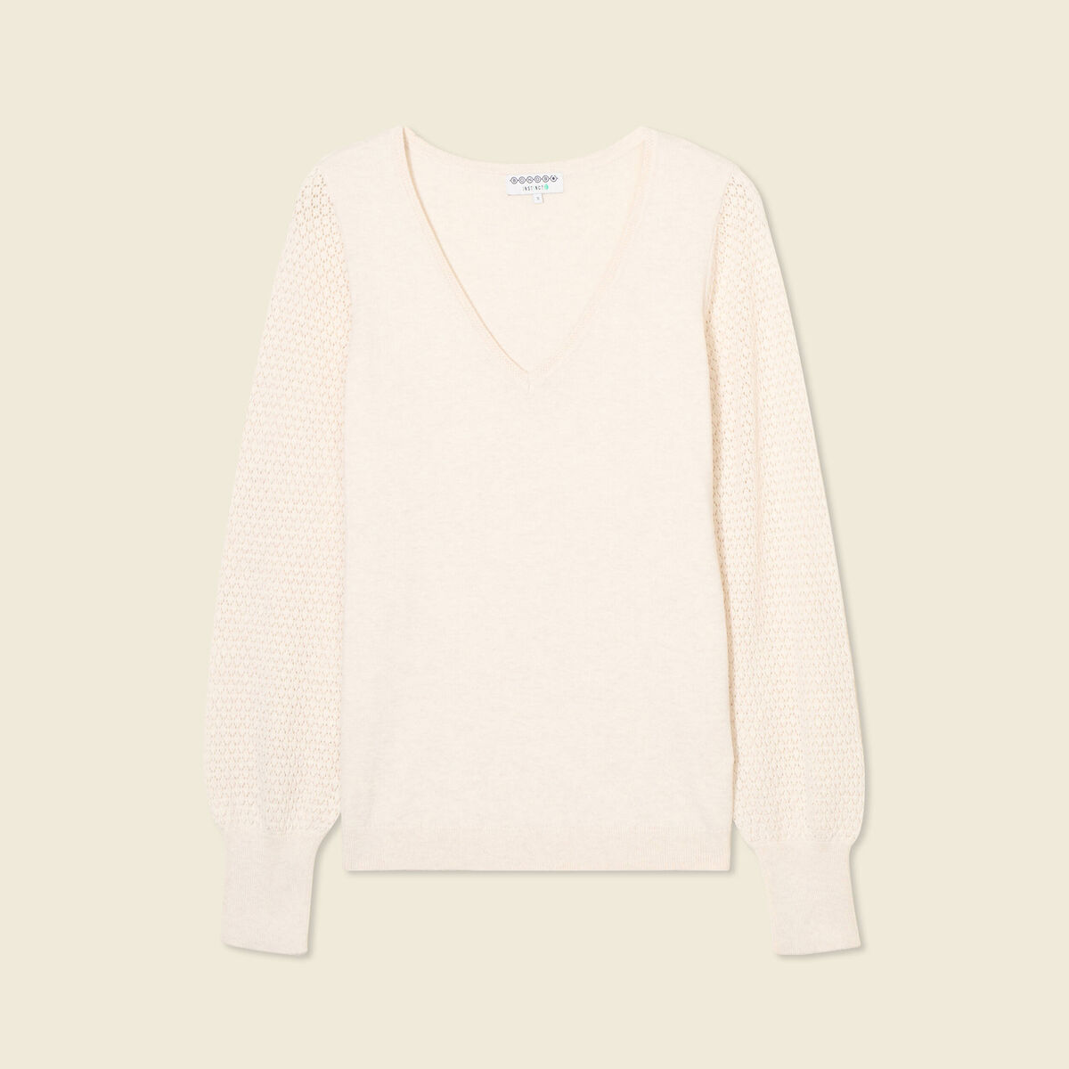 Pull manches longues creme femme