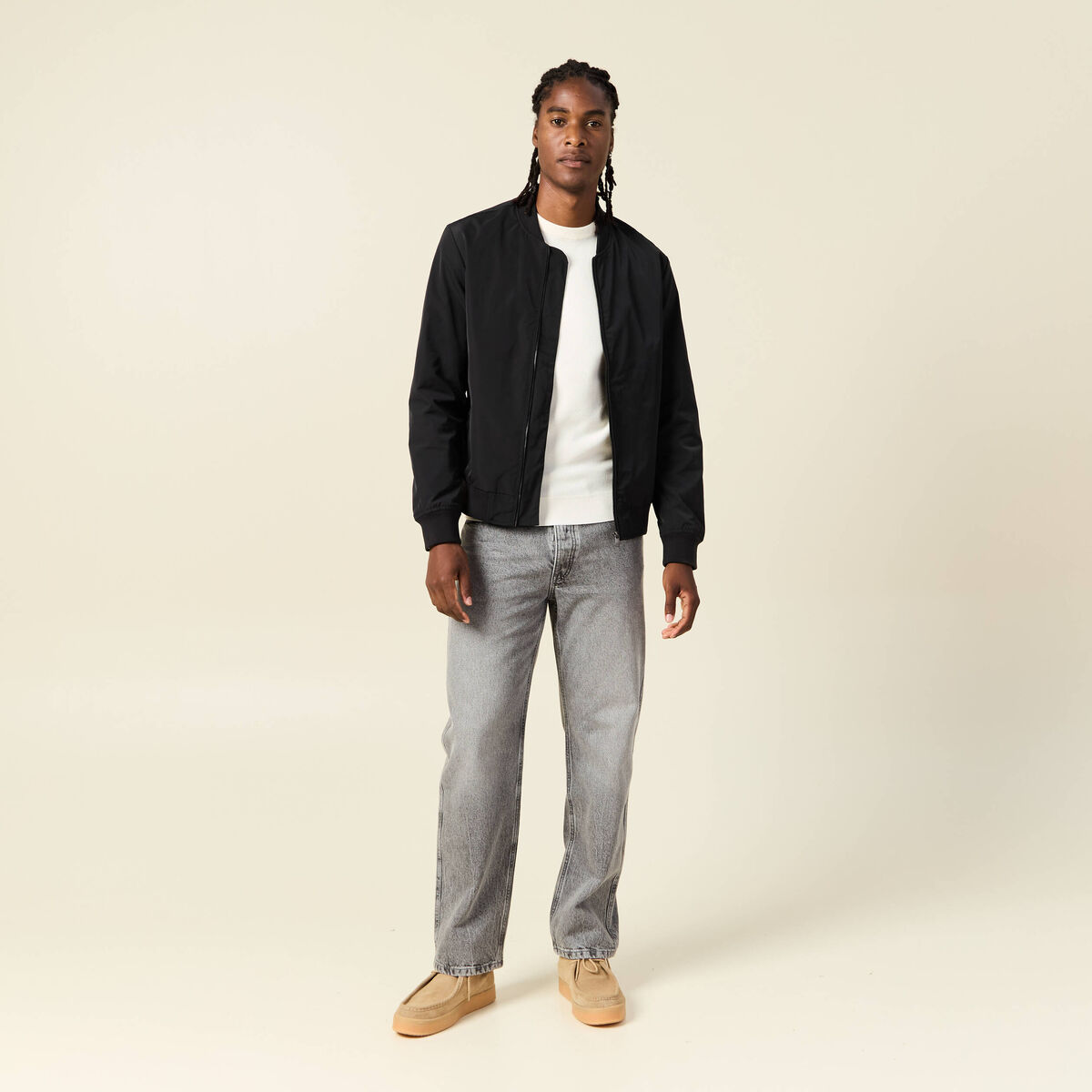 Jeans relax 5 poches denim gris homme