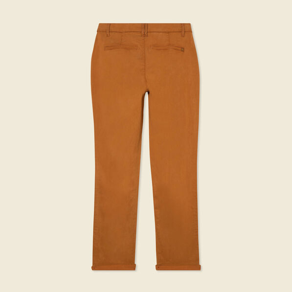 Pantalon chino cigarette marron femme