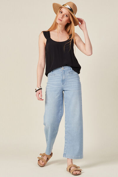 Blouse bretelles larges noir femme