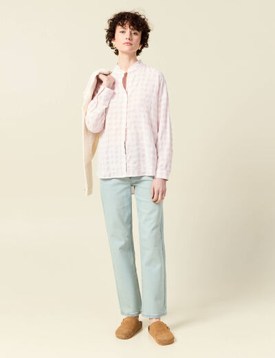 Chemise manches longues rose clair femme
