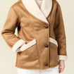 Manteau suédine col châle marron femme