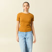 T-shirt manches courtes c&ocirc;tel&eacute; camel femme
