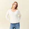 Pull manches longues ecru femme